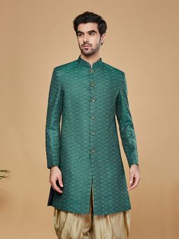 KISAH - Men Green Sherwani Front Closure