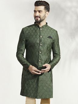 KISAH - Men Green Sherwani Front Closure