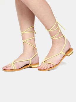 Twenty Dresses by Nykaa Fashion - Yellow Solid Square Shape Toe Flats