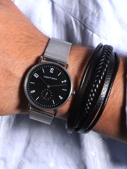 Joker and Witch - Joker & Witch Black Raven Silver Watch With Bracelet Stack (Set of 2)