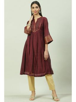 Biba - Wine Embellished Sequined Kurta