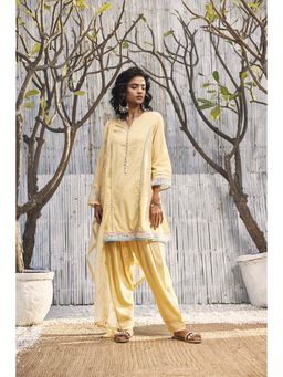 Charkhee - Yellow Embroidered Kurta with Salwar