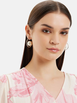 Kazo - Half Moon Pearl Earrings Silver