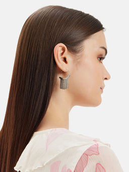 Kazo - Tasselled Hoop Earrings Silver