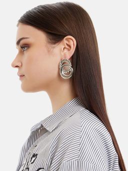 Kazo - Crossed Circular Earrings Silver