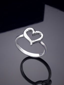 Estele - Rhodium Plated Heart Shaped Finger Ring for Women