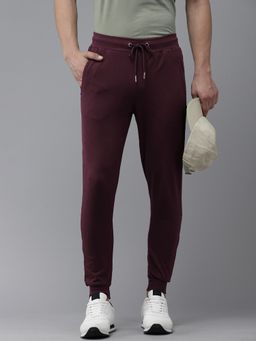 The Bear House - Ardor Edition Men Maroon Solid Slim Fit Cotton Track Pants