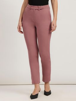 FableStreet - Dark Pink Straight Fit Pant