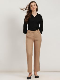 FableStreet - Beige Straight Fit Pant