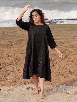 Babli - Women Black Solid Midi Dress