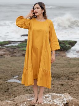 Babli - Women Yellow Solid Midi Dress