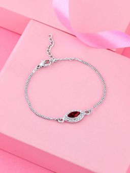 Estele - Rhodium Plated Divine Evil Eye Bracelet with Austrian Crystals for Women