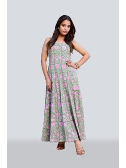 Twenty Dresses by Nykaa Fashion - Green Floral Printed Strappy Maxi Dress