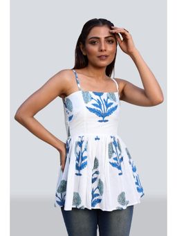 Twenty Dresses by Nykaa Fashion - Block Printed Strappy Peplum Top