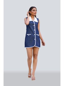 Twenty Dresses by Nykaa Fashion - Contrast Collar Piping Denim Short Dress