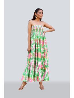 Twenty Dresses by Nykaa Fashion - Trippy Print Green Tube Dress