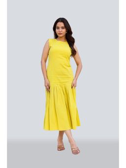 Twenty Dresses by Nykaa Fashion - Yellow Solid Sleeveless Midi Dress