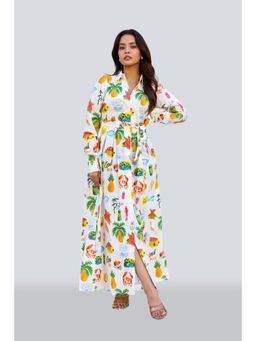 Twenty Dresses by Nykaa Fashion - Colorful Print Shirt Style Belted Maxi Dress