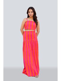 Twenty Dresses by Nykaa Fashion - Thick Stripes Crop Top with Skirt