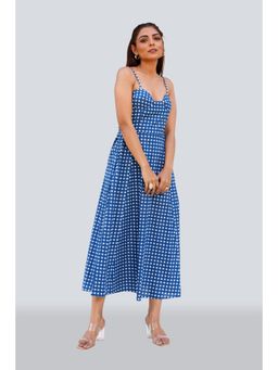 Twenty Dresses by Nykaa Fashion - Blue Checks Strappy Maxi Dress