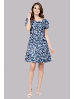 Twenty Dresses by Nykaa Fashion - Blue Floral Print Fit & Flare Mini Dress