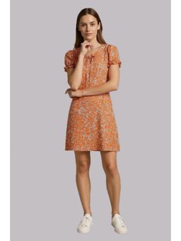 Twenty Dresses by Nykaa Fashion - Orange Floral Print Fit & Flare Mini Dress