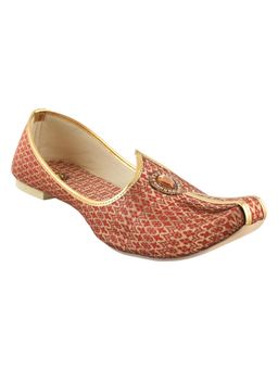 Manyavar - Maroon & Gold Stone Work Mens Ethnic Mojaris
