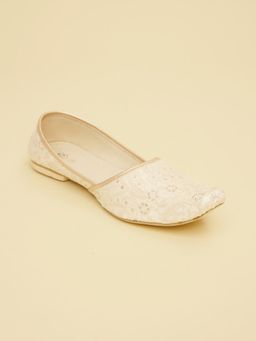 Manyavar - Off White Glam Biscuit Mens Ethnic Mojaris