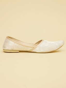 Manyavar - Ivory Cream Floral Patterned Mens Ethnic Juttis