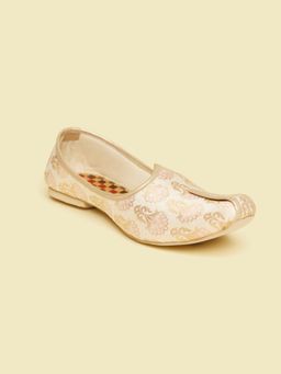 Manyavar - Beige Self Texture Mens Ethnic Mojaris