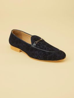 Manyavar - Navy Blue Floral Self Patterned Mens Ethnic Loafers