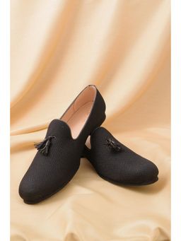 Manyavar - Black Self Patterned Mens Ethnic Moccasins