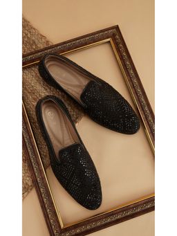 Manyavar - Black Stone Work Mens Ethnic Loafers