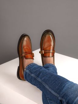 La Botte - Men Tan Solid Formal Loafers