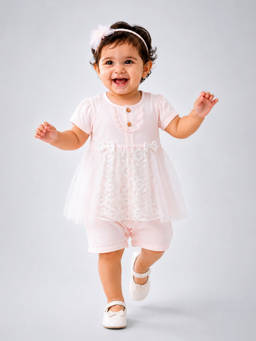 Little Surprise Box - Bow Lace Frock-Style Romper