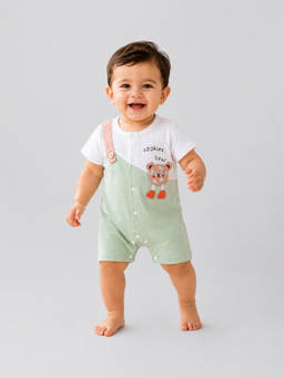 Little Surprise Box - Cookies Bear Suspender-Style Romper