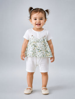 Little Surprise Box - Daisy Floral Overlay Top Romper
