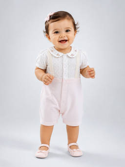Little Surprise Box - Pink Floral Collar Suspender-Style Romper