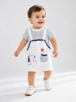 Little Surprise Box - Puppy Basketball Suspender-Style Romper