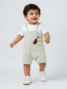 Little Surprise Box - Smart 3D Puppy Face Suspender-Style Romper