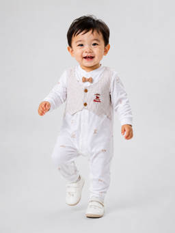 Little Surprise Box - Beige Stripes Waistcoat Romper