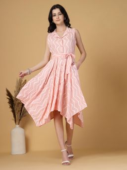 Gipsy - Pink Chevron Cotton Belted Dress