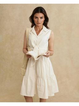 RAREISM - Somaka Primary Beige Plain Fit & Flare Dress