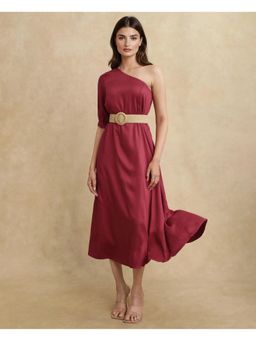 RAREISM - Somalia Primary Red Plain A-Line Midi Dress