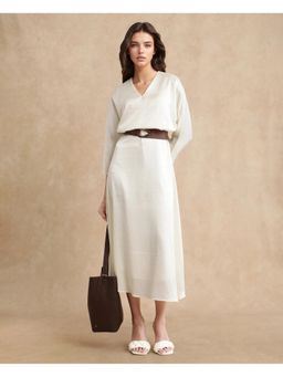 RAREISM - Somsho Primary Off White Plain A-Line Midi Dress