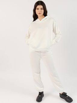 Outzidr - White Oversized Hoodie Casual Wear Co-Ord Set