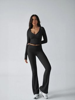 Outzidr - Black T-Shirt And Legging Street Style Co Ord Set