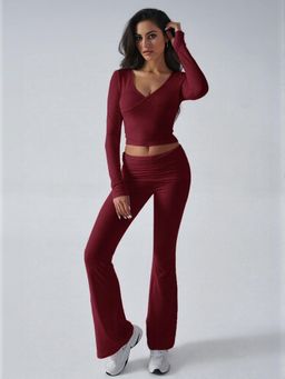 Outzidr - Wine T-Shirt And Legging Street Style Co Ord Set