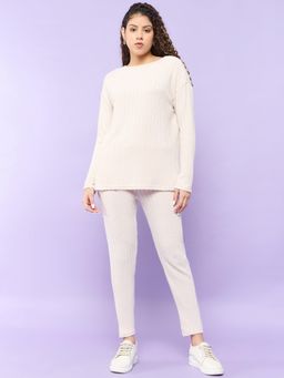 Outzidr - Beige Rib Co-Ord Set