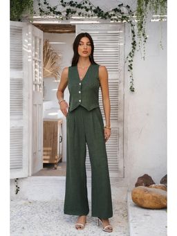 Outzidr - Green Trouser And Vest Co Ord Set